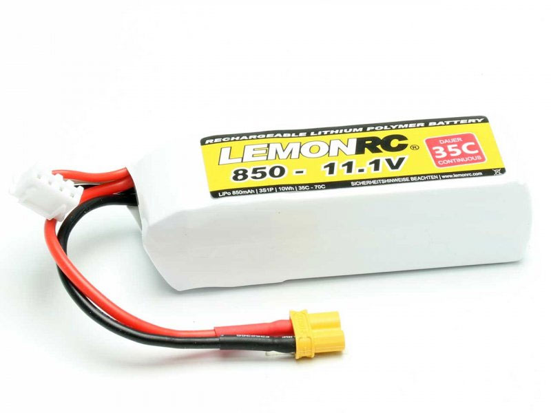 Pack accus 3 éléments 11,1V 850mA 35C - XT30